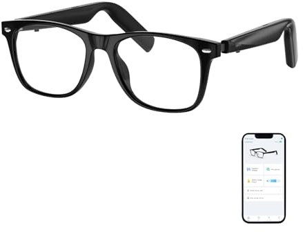 GetD Smart AI Gafas de Sol para Hombre o Mujer con Polarizadas Bluetooth AI Asistente Powered by ChatGPT, Traducción con AI, Inteligente Música Gafas (Marco negro + lente transparente)