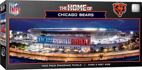 Masterpieces 1000 Piece Jigsaw Puzzle – NFL Chicago Bears Stadium Panoramic, 13x39, Chicago Bears Wall Art Decor, Poster Style, Officially Licensed, Adult Puzzle