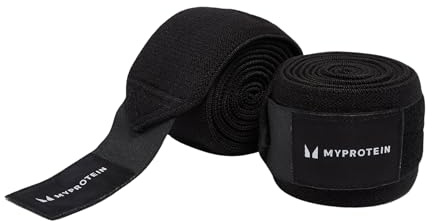 Myprotein Knee Wraps (Black) – Adjustable Knee Support for Squats, Deadlifts, Weightlifting, and Powerlifting – Durable Compression Wraps for Gym, Training, and Bodybuilding – Men & Women