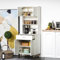 Warmiehomy Tall Kitchen Cupboard Storage Unit 60cm x 40cm x 180cm Modern White Kitchen Cabinet Pantry Cupboard Sideboard for Living Room Dining Room