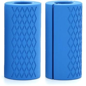 2 Stück Hantel Griffe Silikon, Lang Hantelgriffe, Langhantelstange, Silikon Grips Hantel für Langhantel Und Hanteltraining Muskelaufbau, Blau 1 Paar