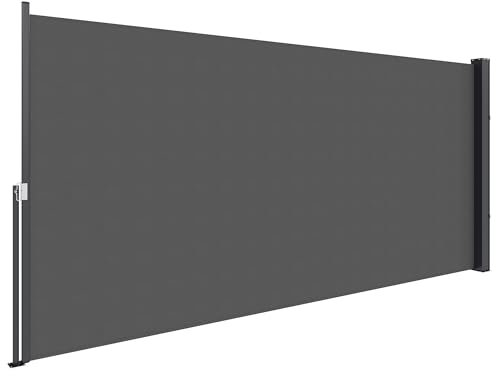 Outsunny Store latéral Brise-Vue paravent rétractable de Jardin dim. 3L x 1,4H m alu. Polyester Anti-UV Haute densité 180 g/m² Gris foncé