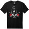 Black Short Sleeve T-Shirt with Guns and Roses, Rocker, Graphic in White and Red, Red Spot Colection, Black/White, S