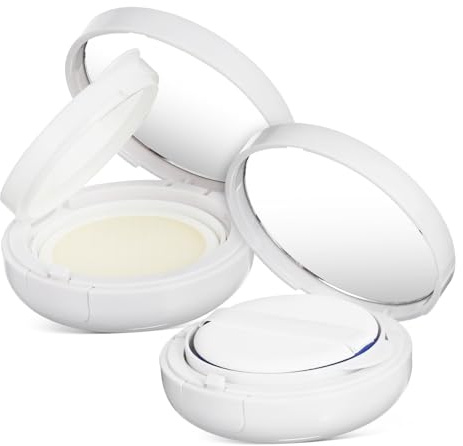 Leerer Cushion Foundation Behälter 2 Stück Rund Kunststoff Weiß