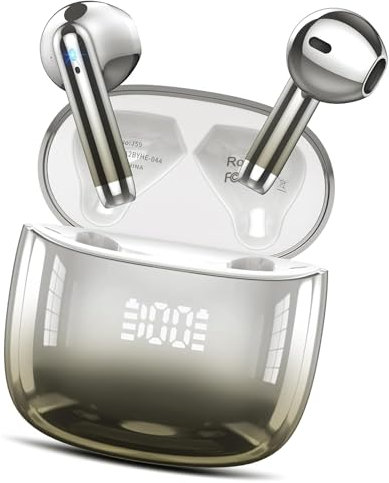 AOSRAU Bluetooth Kopfhörer, Kopfhörer Kabellos Bluetooth 5.3 In Ear Kopfhörer mit 4 ENC Mic, HiFi Stereo, IP7 wasserdichte Ohrhörer Beige