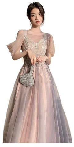 LUYSGBXR Robe Demoiselle d'honneur Robes De Demoiselle d'honneur Rose chérie, Robes De soirée Formelles for Femmes, épaules dénudées, Robe De Remise De diplôme d'anniversaire(Pink Mid D,6)