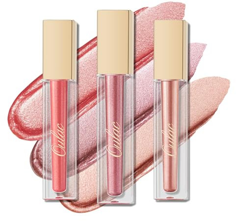 Oulac Lippenstift Metallic Glitzer 2-in-1 Lipstick&Lidschatten Lippenstift 8 Stunden Halt Leichter Lippenstain Hochpigmentiert Wischfest Wasserfester Set 2