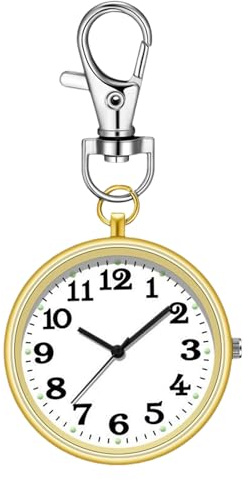 Genérico Montre porte-clés - Montre Pocket Watch Round Clip -On Boucle de clé - Regardez pendentif, clip élégant pour la famille pour la famille, les vacances, les amis