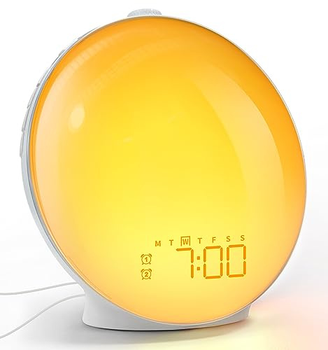 Dekala Sunrise Alarm Clock with Wake Up Light - Dual Alarm, Sunrise & Sunset Simulation, FM Radio, 7 Natural Sounds, Full-Screen Touch Display, Bedside Clock for Adults & Kids