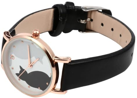 Baluue Armbanduhr mit Kunstlederband Quarzuhr im Niedlichen Katzen Design für Spritzwassergeschützt Langlebige Batterie Komfortables Tragegefühl