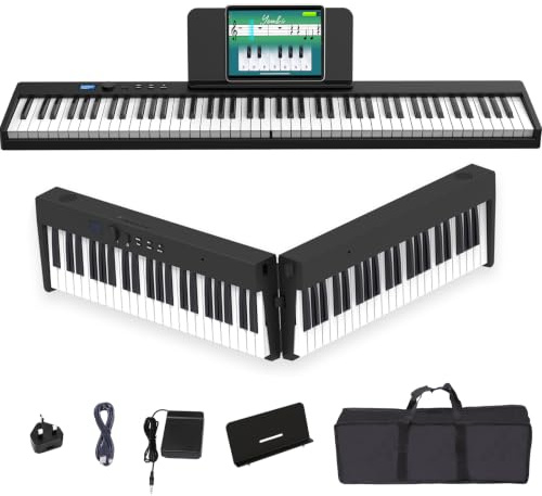 OYAYO 88 Key Foldable Piano Keyboard with Semi-Weighted Full Size Keys, Portable Digital Piano with Bluetooth MIDI & Rechargeable Battery, Travel Piano for Beginners, Students and Adults