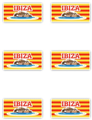 Aufkleber: 50 mm, 6 Stück - Aufkleber Set Ibiza Spanien Insel Motiv Vinyl 6er Pack Reise Souvenir wasserfest 50mm