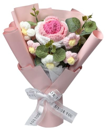 Crochet Flower Bouquet Handmade Knitted Artificial Floral | For Valentine’s Mother’s Day Teacher Home Decoration, Gift Ideas for Women