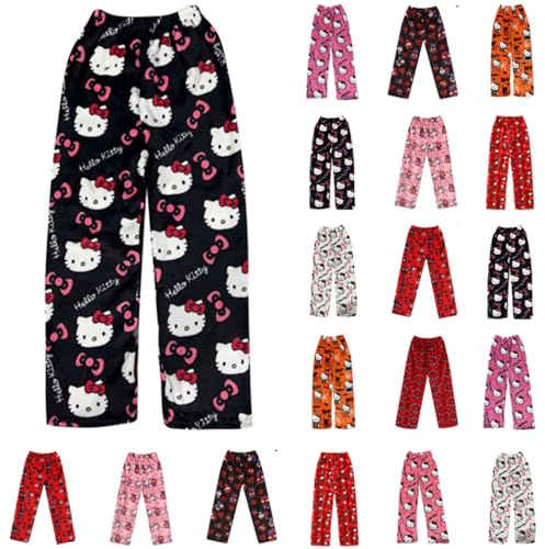 Pantalon Pyjama Femme Homme Enfant - Flanelle Bas de Pyjama Polaire Chaud Doux et Confort Anime Cartoon Y2K Kawaii Décontracté la Maison Loungewear Pants Vêtements de Nuit Pantalons de Pyjamas