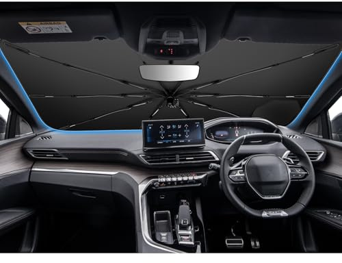 SHAOHAO Compatible con Peugeot 3008 2016-2024 Protector Solar para Coches Parabrisas Visera Solar Fácil Almacenamiento Tirador con cordón Protección UV Protector Solar Accesorios Peugeot 3008 Parasol
