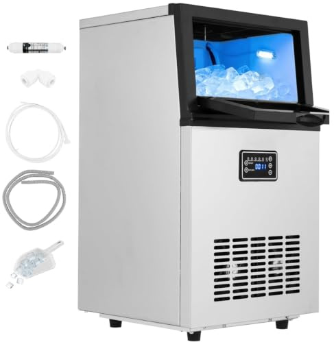 TANGZON Commercial Ice Maker Machine, 23kg/24H, 5kg Storage, 15 Thickness | Stainless Steel, Self Cleaning, 24H Timer, Digital Control, Scoop, Inlet & Drain Hose, Ice Cube Maker for Cafe Bar Restaurant