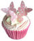 24 x Pre Cut Pink Polka Dot Mothers Day Valentines Butterfly Butterflies Fairy Muffin Cup Cake Toppers Decoration Edible Rice Wafer Paper