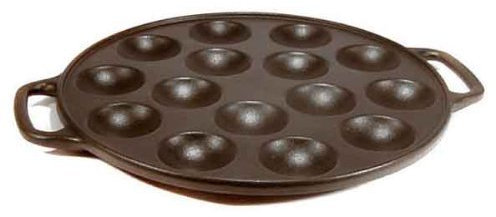 AMS Poffertjespfanne aus Gusseisen, Schwarz, 24 cm, ohne Antihaftbeschichtung, für Poffertjes backen