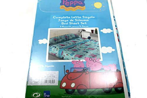 Biancheriaweb – Bettwäscheset Peppa Pig Karton Original für Einzelbett Kinderbett blau