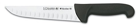 3 Claveles Cuchillo Carnicero Alveolado Proflex, Acero Inoxidable, Negro, 20 cm-8