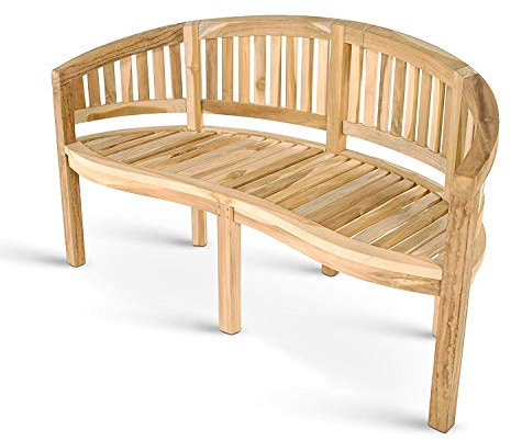 SAM 3-Sitzer Bananenbank Banana, Sitzbank aus Teak-Holz, Gartenbank 150 cm, aus Massivholz, für Garten & Balkon