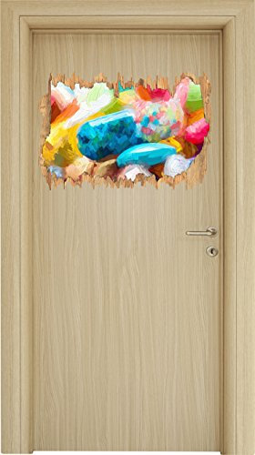 Stil.Zeit Pillen und Tabletten Pinsel Effekt Holzdurchbruch im 3D-Look, Wand- oder Türaufkleber Format: 62x42cm, Wandsticker, Wandtattoo, Wanddekoration