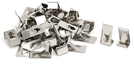 sourcing map 40pcs Crochet Cadre Photo Pince 26mmx14mm Métal Ressort Tour Clip Fixation pour Verre pour imprimante 3D plate forme Attache Tableau Cintre Ton Argent