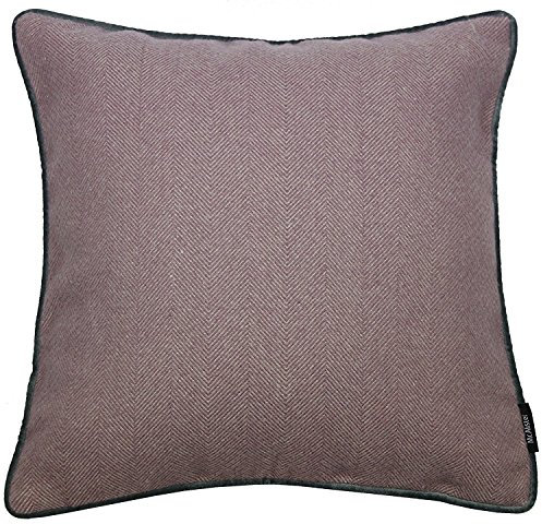 McAlister Textiles Herringbone Boutique Tweed Kissen mit Füllung in Flieder Violett & Anthrazit Grau 43 x 43cm Deko Kissen für Sofa & Wolle-Gefühl