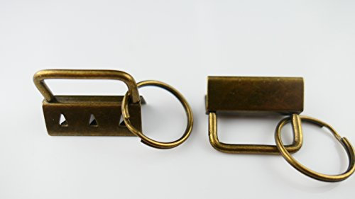 25 STK. Marwotec Schlüsselband Rohlinge Altmessing Brüniert Klemmschließeanhänger mit Schlüsselring für ca. 25 mm breites Gurtband