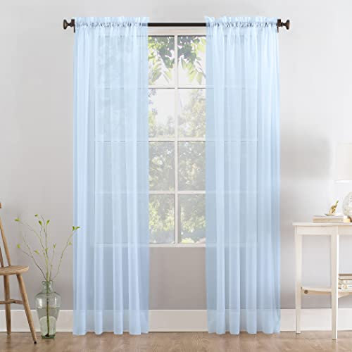 Megachest a pair of slot top voile curtains (Baby Blue, 56 wideX72 drop 2 Panels)