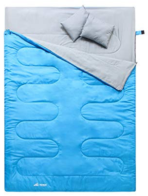 Semoo Doppelschlafsack - 3-Jahreszeiten Schlafsack für 2 Personen - 220 x 150cm (bis -5C) - Blau
