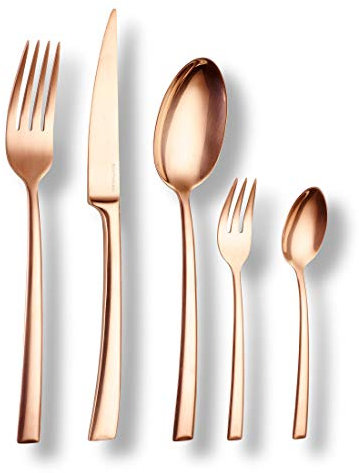 ECHTWERK Couverts de table Avelino/Shiny-Bronze Edition, 30 pièces, pour 6 personnes, acier inoxydable 18/10-brillant, Set de couverts de haute qualité, cassette de rangement incluse, acier 18/10
