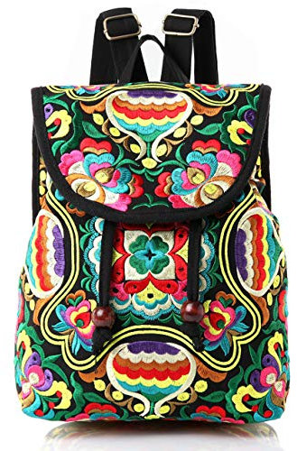 Goodhan Vintage bestickter Damen Rucksack Ethnische Reise Handtasche Schultertasche
