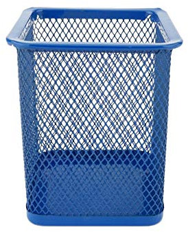 D.RECT Pot à Crayons carré Porte Cube en métal, Gobelet Multifonction pour Stylo à Bille, Conception de Maille, Bleu Marin 110851