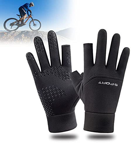 LSAMA Fahrradhandschuhe, Handschuhe fingerlos,Touchscreen Handschuhe, 2 exponierte Fingerlose Angel-Jagdhandschuhe, rutschfeste Leichte Motorrad Handschuhe für Männer Fraue