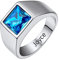 U7 Geburtsstein Ring für Herren Damen Edelstahl Ringe Personalisierte Solitärring mit Name Bandringe Siegelring Gravur Fingerring Statement Freundschaftsring Modeschmuck Accessoire für Liebepaar