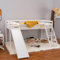 Panana Loft Bunk Bed wiht Slide, 3FT Single Bed Frame Wood cabin Bed for Kids, White
