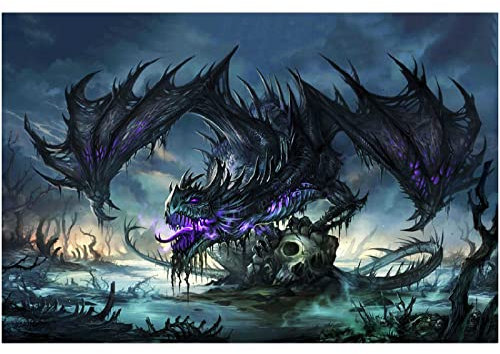 Puzzle 1500 Teile,Holzpuzzle für Erwachsene,Schwarzer Drache Im Sumpf Puzzle,Dekompressionspuzzle