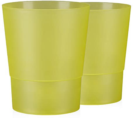 Tymar Orchideentopf Übertopf, 2er-Pack, transparent, Blumentopf, Blumenkübel für Orchidee, Pflanzentopf aus Kunststoff, Moderne, schlanke, Runde Form, OSSTO001 (Gelb, ø 14 cm)