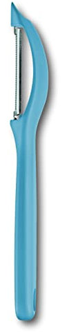 Victorinox Universal Peeler with Pendulum Blade for Fruit and Vegetables - Extra Sharp - Serrated Blade / Double Edged - Swiss Made - Limited Edition Caribbean Blue
