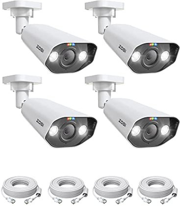 ZOSI 4K 8MP PoE Überwachungskamera Aussen, 3840×2160P Outdoor IP PoE Kamera mit Personenerkennung, Farbnachtsicht, 2-Wege-Audio, Zusatz Kameraset 4K POE NVR