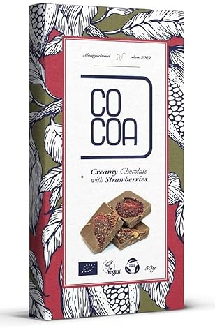 Chocolat crémeux aux fraises bio 50 g - COCOCOA