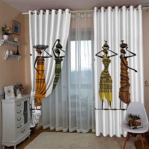 ZAPVI Verdunkelungsvorhang Schlafzimmer Afrika & Schönheit Blickdichte Gardinen -Lichtundurchlässige Vorhänge mit Ösen für Schlafzimmer Kinderzimmer Geräuschreduzierung 2er Set Größe:2 x B140 x H245cm