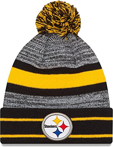 New Era Offizielle NFL-Mütze für Erwachsene, Unisex, Strickmütze mit Bommel, Pittsburgh Steelers, Einheitsgre