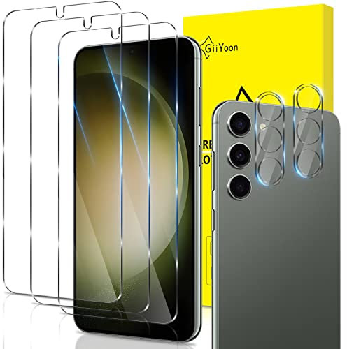 GiiYoon 2+3 Pack Screen Protector for Samsung Galaxy S23 5G with 3 Pack Tempered Glass Screen Protective Film and 2 Pack Camera Lens Protector- High Definition Ultrasonic Fingerprint