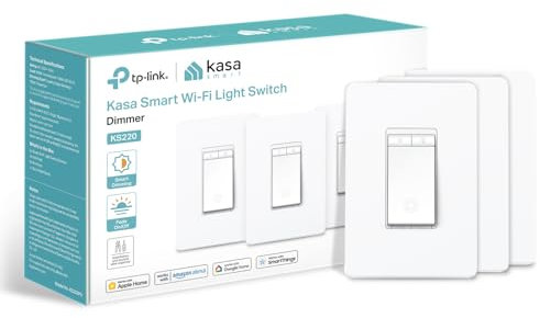 Kasa Apple HomeKit - Interruttore dimmer intelligente KS220P3, monopolo, filo neutro richiesto, 2,4 GHz, luce Wi-Fi, funziona con Siri, Alexa e Google Home, certificazione UL, nessun hub necessario