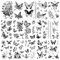 Acevegue 20 Blätter Temporäre Tattoos für Frauen, Erwachsene, Damen und Mädchen - Kleine Schwarze Schmetterling Klebetattoos zum Aufkleben - 3D Realistisch Fake Aufkleber mit Schmetterling und Blumen