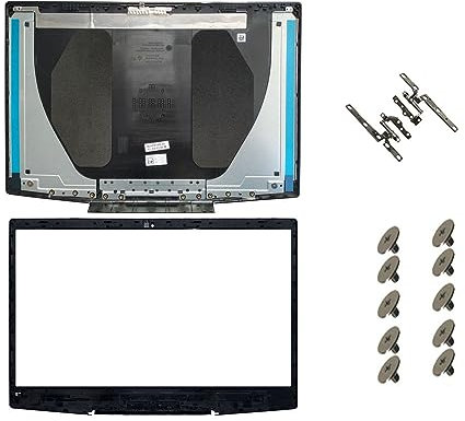 AKGIFT Accessoires Ordinateur Portable pour Dell G3 3590 0747KP (Noir LCD arrière Boîtier Coque & Couvercle de déflecteur Avant)(avec Logo Bleu) &Charnières