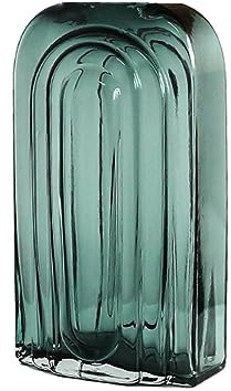 Surwin Vase en Verre, Vases Decoratifs Moderne pour Intérieur & Mariage Vase en Verre Transparent pour Décoration Table à Dîner, Bureau Intérieur, Salle de Réunion, Noël (carré Vert foncé)