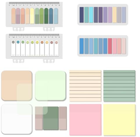 BAYTORY 1300 Blatt Wasserfeste Haftnotizen, Transparente Klebezettel, 7,6 x 7,6 cm, Registertabs Beschreibbare, durchscheinende Aufkleber Für Notizbücher (Gebogener Winkel und Multicolour)
